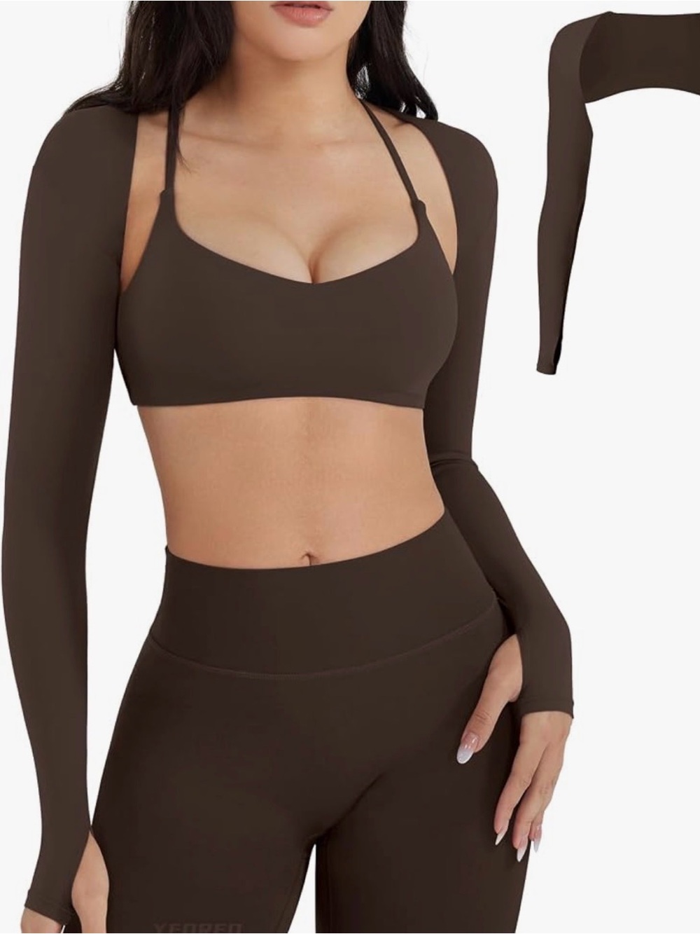 Brown Long-Sleeve Shrug Crop Top - Women Intimates & Sleepwear